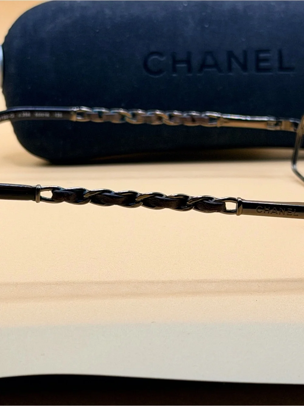 CHANEL Rectangular Metal Rim Eyeglasses